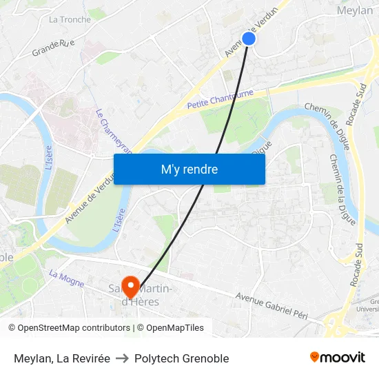 Meylan, La Revirée to Polytech Grenoble map