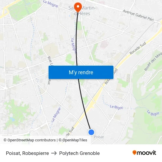 Poisat, Robespierre to Polytech Grenoble map