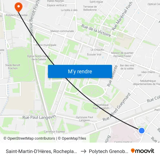 Saint-Martin-D'Hères, Rocheplane to Polytech Grenoble map
