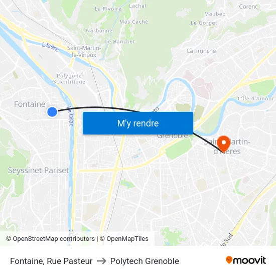 Fontaine, Rue Pasteur to Polytech Grenoble map