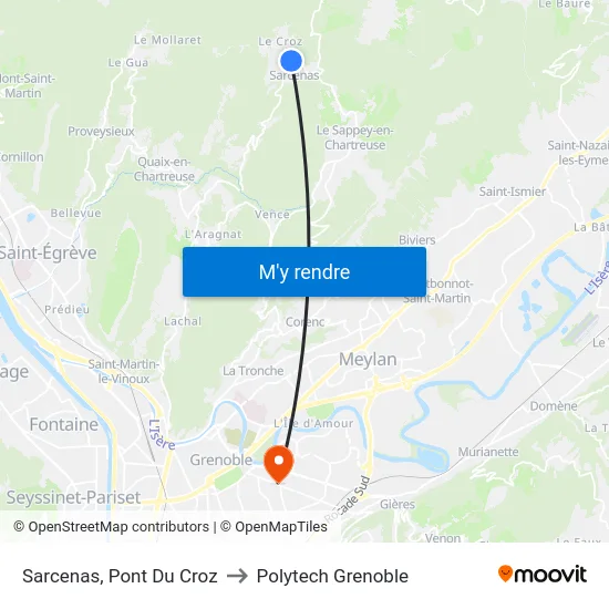 Sarcenas, Pont Du Croz to Polytech Grenoble map