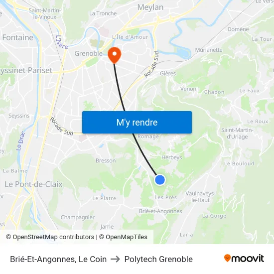 Brié-Et-Angonnes, Le Coin to Polytech Grenoble map