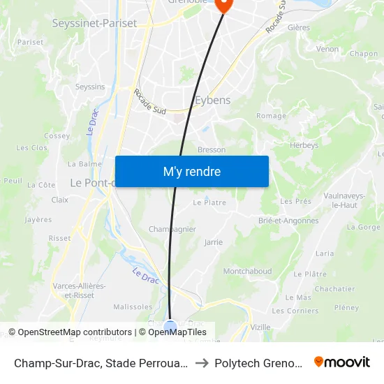 Champ-Sur-Drac, Stade Perrouault to Polytech Grenoble map