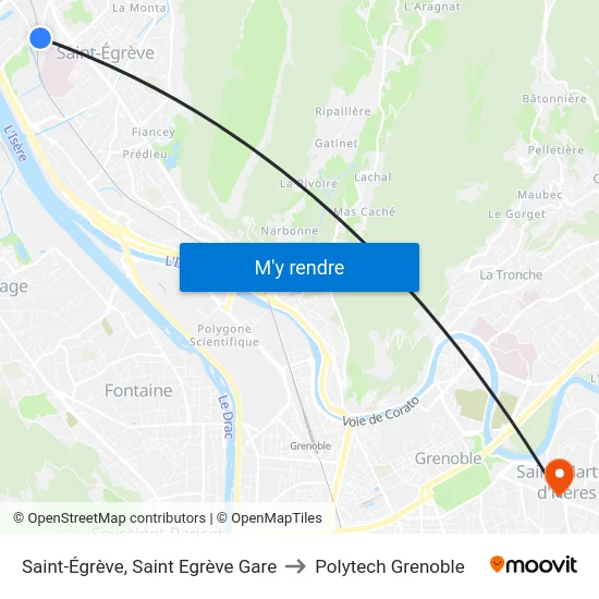 Saint-Égrève, Saint Egrève Gare to Polytech Grenoble map