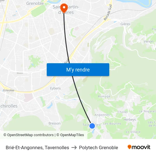 Brié-Et-Angonnes, Tavernolles to Polytech Grenoble map