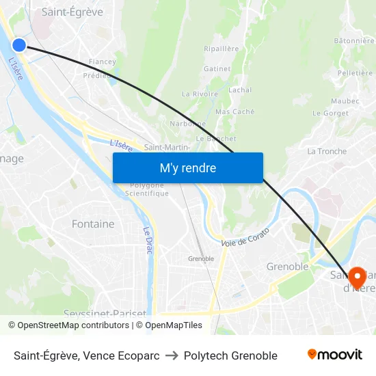Saint-Égrève, Vence Ecoparc to Polytech Grenoble map