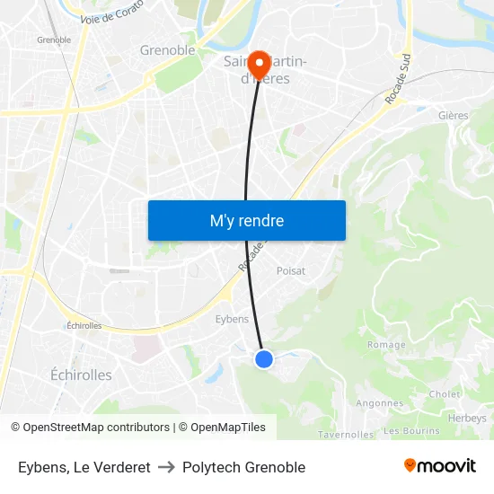Eybens, Le Verderet to Polytech Grenoble map