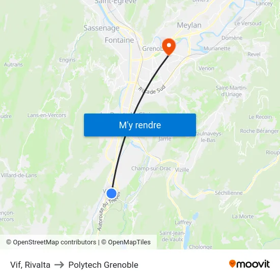 Vif, Rivalta to Polytech Grenoble map