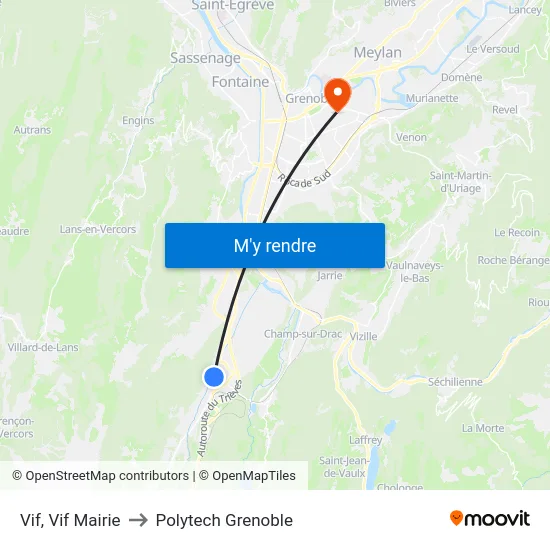 Vif, Vif Mairie to Polytech Grenoble map