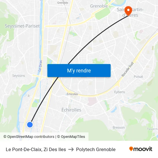 Le Pont-De-Claix, Zi Des Iles to Polytech Grenoble map