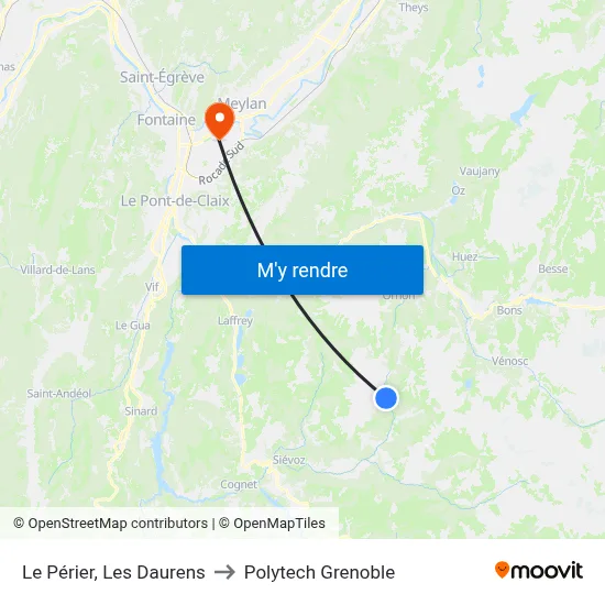 Le Périer, Les Daurens to Polytech Grenoble map