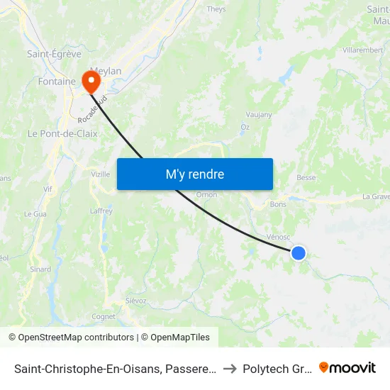 Saint-Christophe-En-Oisans, Passerelle De Lanchatra to Polytech Grenoble map