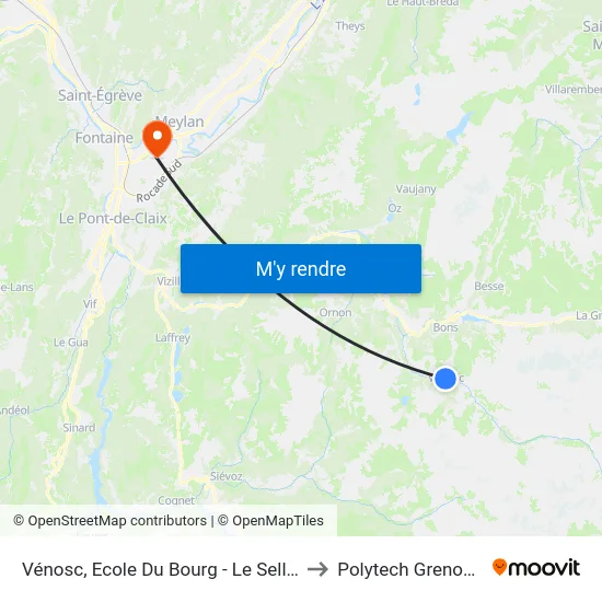 Vénosc, Ecole Du Bourg - Le Sellier to Polytech Grenoble map