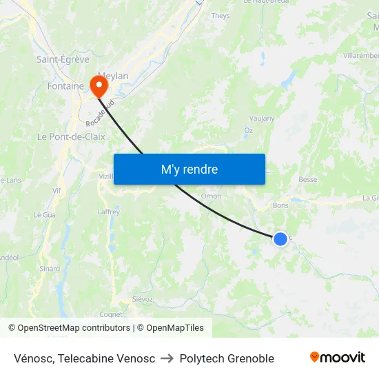 Vénosc, Telecabine Venosc to Polytech Grenoble map
