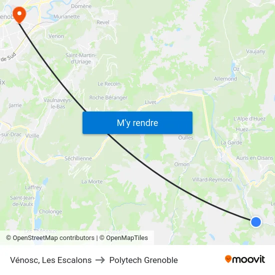 Vénosc, Les Escalons to Polytech Grenoble map
