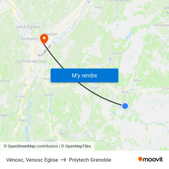 Vénosc, Venosc Eglise to Polytech Grenoble map