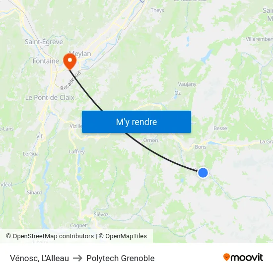 Vénosc, L'Alleau to Polytech Grenoble map