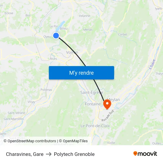 Charavines, Gare to Polytech Grenoble map