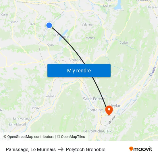 Panissage, Le Murinais to Polytech Grenoble map