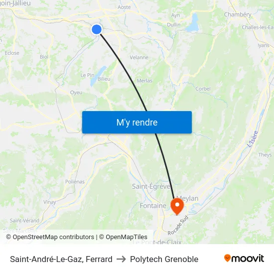 Saint-André-Le-Gaz, Ferrard to Polytech Grenoble map