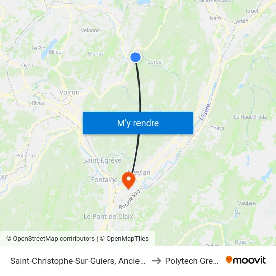 Saint-Christophe-Sur-Guiers, Ancienne Ecole to Polytech Grenoble map