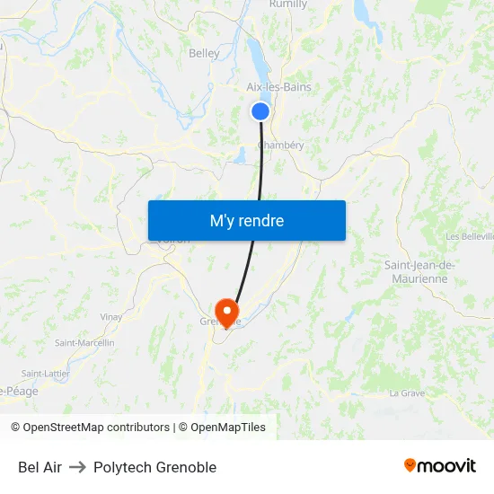 Bel Air to Polytech Grenoble map