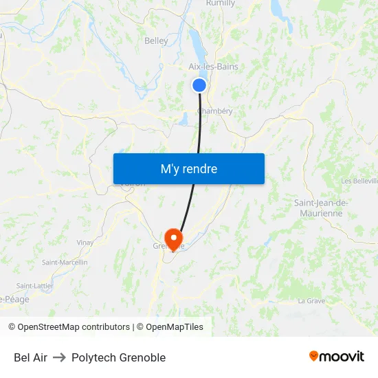 Bel Air to Polytech Grenoble map