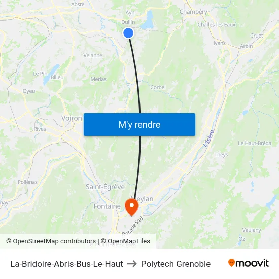 La-Bridoire-Abris-Bus-Le-Haut to Polytech Grenoble map