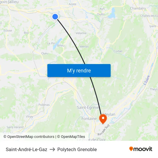 Saint-André-Le-Gaz to Polytech Grenoble map