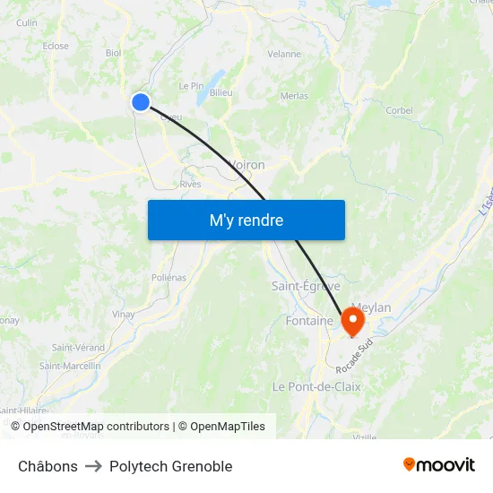Châbons to Polytech Grenoble map