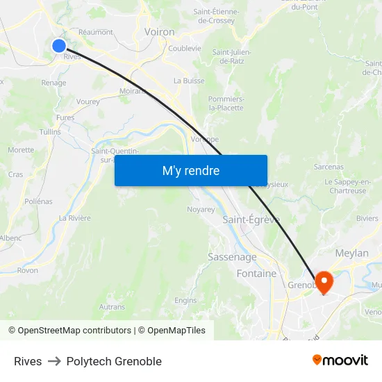 Rives to Polytech Grenoble map