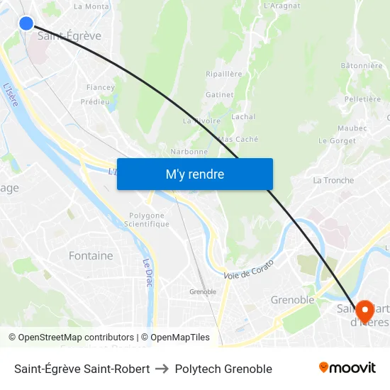 Saint-Égrève Saint-Robert to Polytech Grenoble map