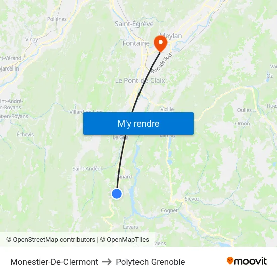 Monestier-De-Clermont to Polytech Grenoble map