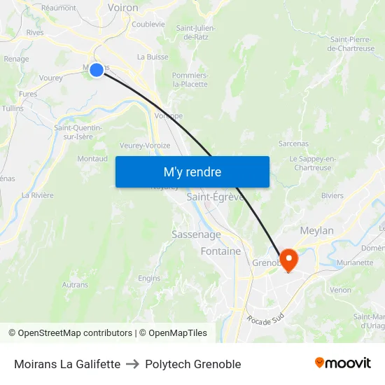 Moirans La Galifette to Polytech Grenoble map