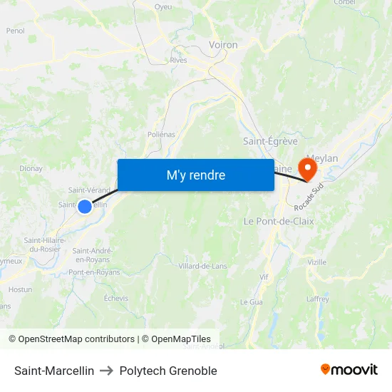 Saint-Marcellin to Polytech Grenoble map