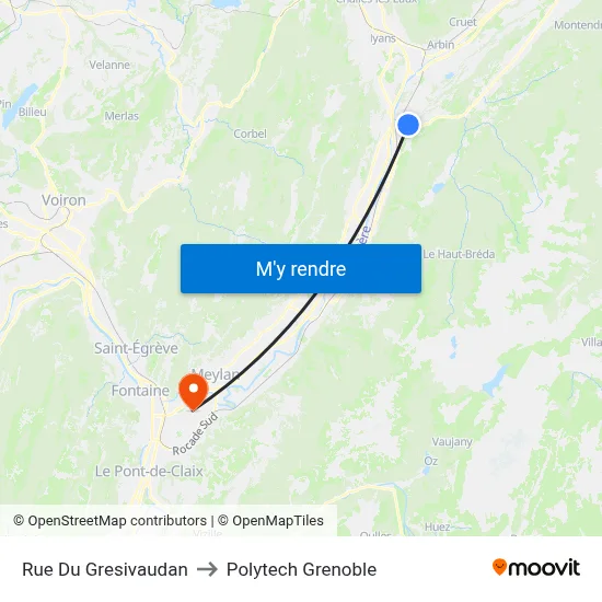 Rue Du Gresivaudan to Polytech Grenoble map