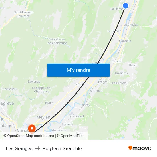 Les Granges to Polytech Grenoble map