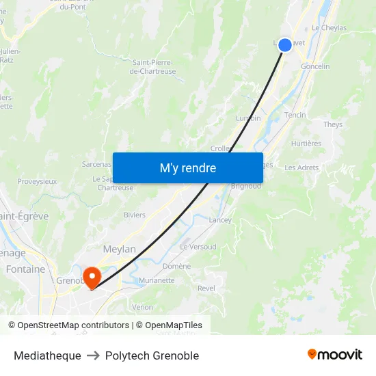 Mediatheque to Polytech Grenoble map