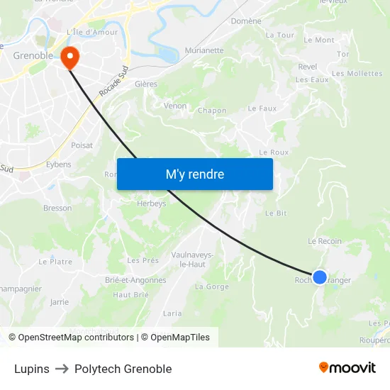 Lupins to Polytech Grenoble map