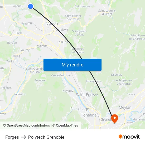 Forges to Polytech Grenoble map