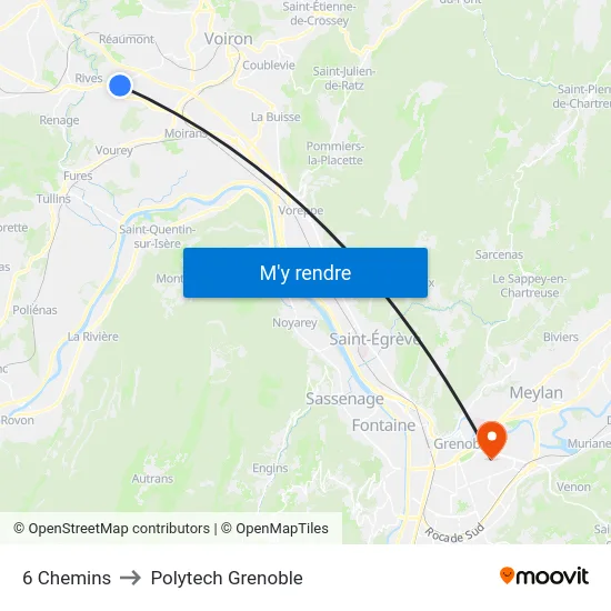 6 Chemins to Polytech Grenoble map