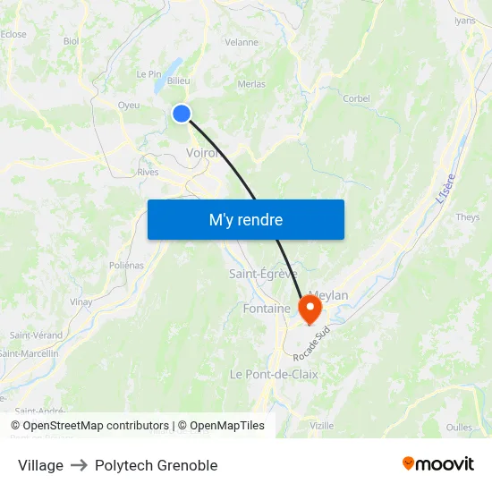 Village to Polytech Grenoble map