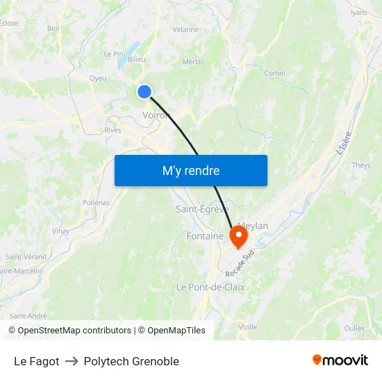 Le Fagot to Polytech Grenoble map