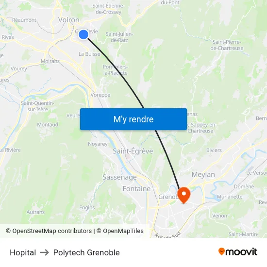 Hopital to Polytech Grenoble map