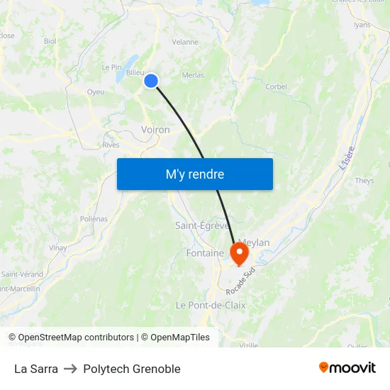 La Sarra to Polytech Grenoble map