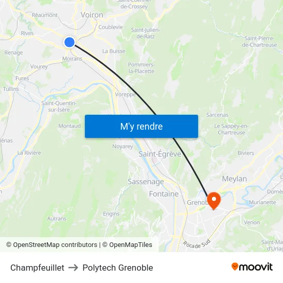 Champfeuillet to Polytech Grenoble map