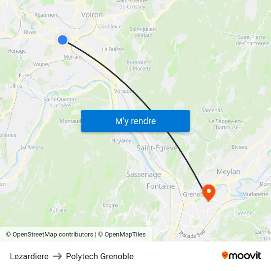 Lezardiere to Polytech Grenoble map