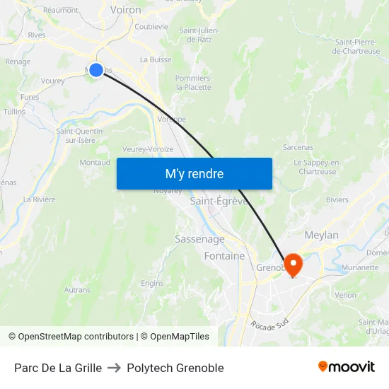 Parc De La Grille to Polytech Grenoble map