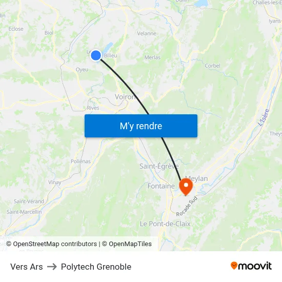 Vers Ars to Polytech Grenoble map