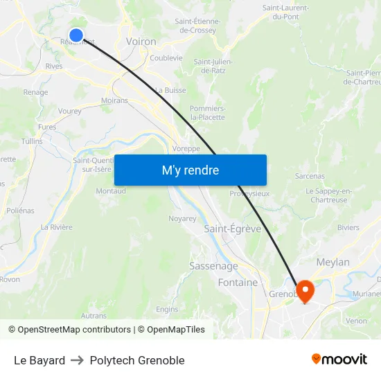Le Bayard to Polytech Grenoble map